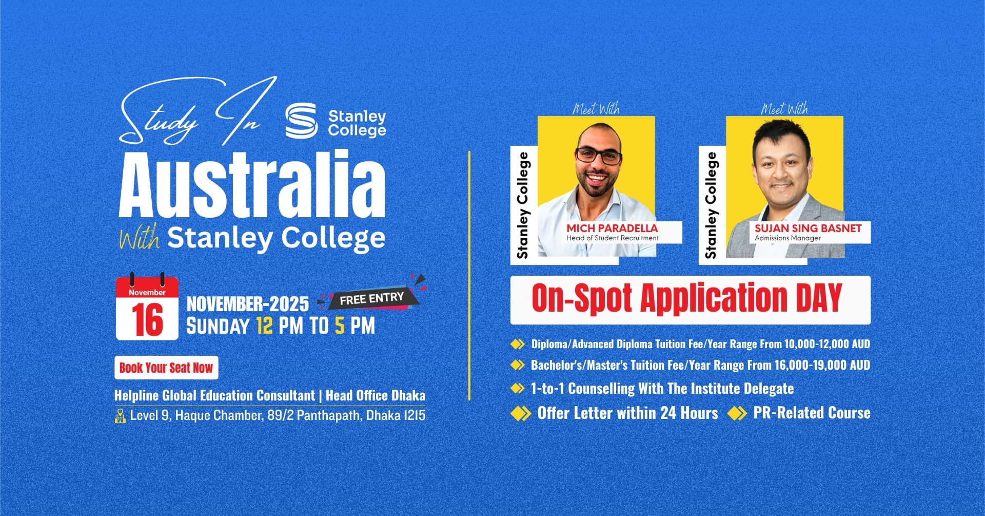 Stanley College on-spot Application Day